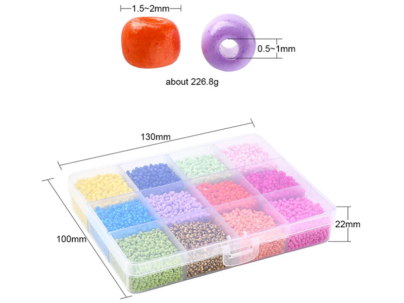 Boite de 12 couleurs pop de perles de rocailles rondes 12/0 - 2 mm - 15000 pcs - Image 3