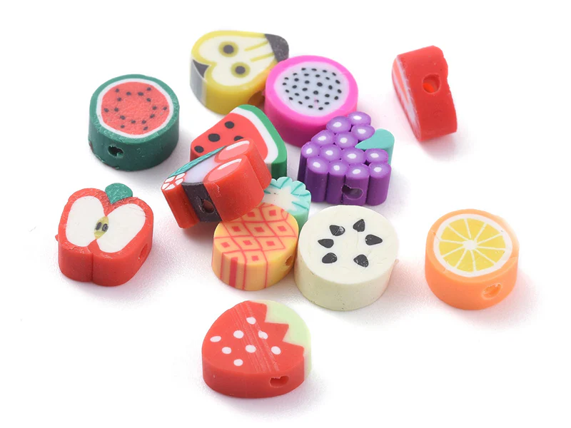 Boite de 12 compartiments de perles fruits en pâte polymère - Multicolore - Image 4