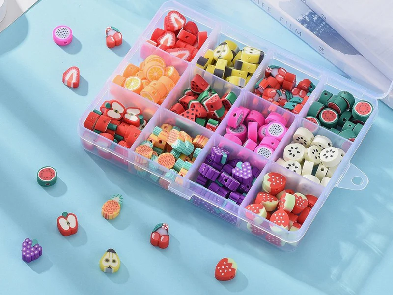 Boite de 12 compartiments de perles fruits en pâte polymère - Multicolore - Image 7