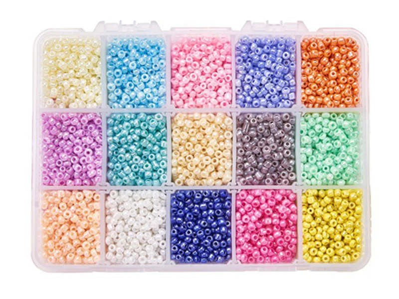 Boite de 15 couleurs de rocailles - 3mm