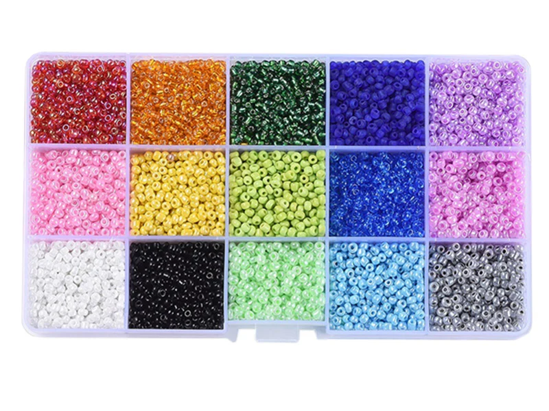 Boite de 15 couleurs de rocailles - 3mm