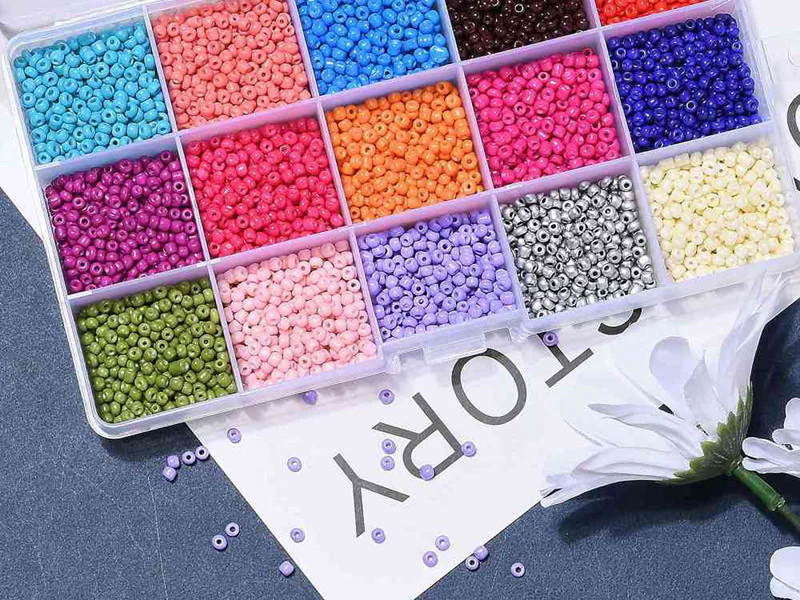 Boite de 15 couleurs variées de perles de rocailles rondes 8/0 - 3mm env. - Image 4