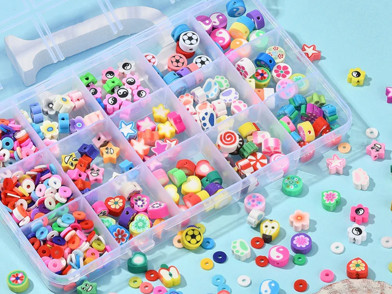 Boite de 15 styles de perles en pâte polymère - Multicolore - Image 6