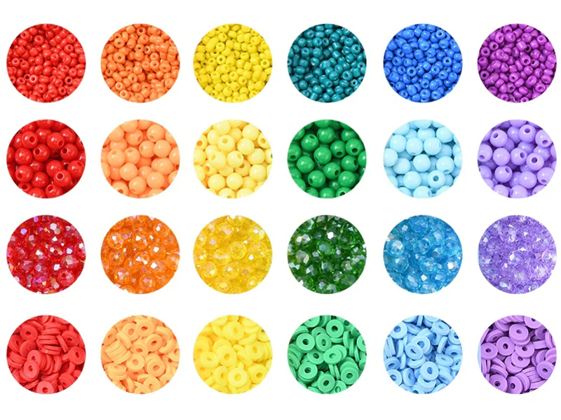 Boîte de 4300 perles variées : rocailles, plastique, heishi - 6 couleurs - Image 4