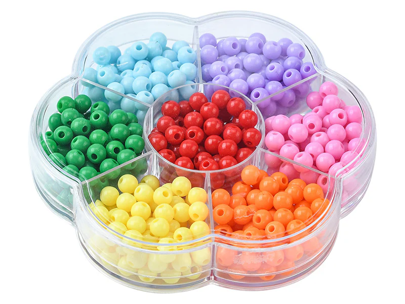 Boîte de 490 perles opaques rondes - 7 couleurs - 6 mm - Image 5
