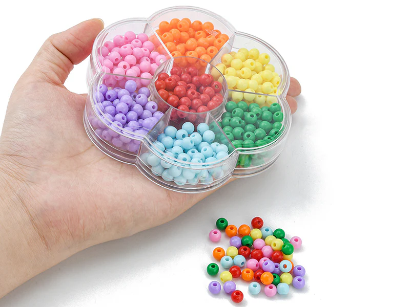 Boîte de 490 perles opaques rondes - 7 couleurs - 6 mm - Image 6