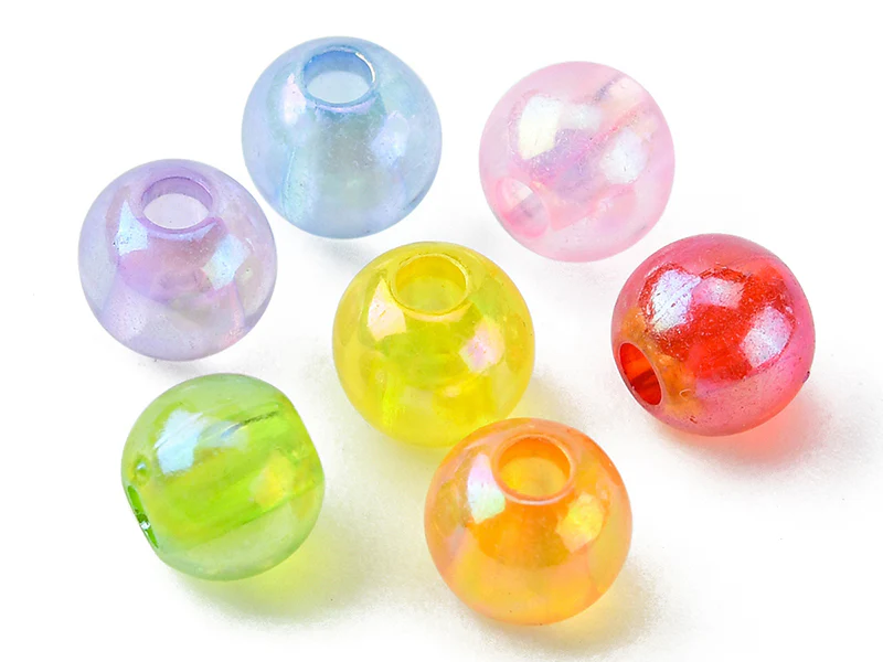 Boîte de 490 perles rondes transparentes en acrylique - 7 couleurs - 6 mm - Image 5