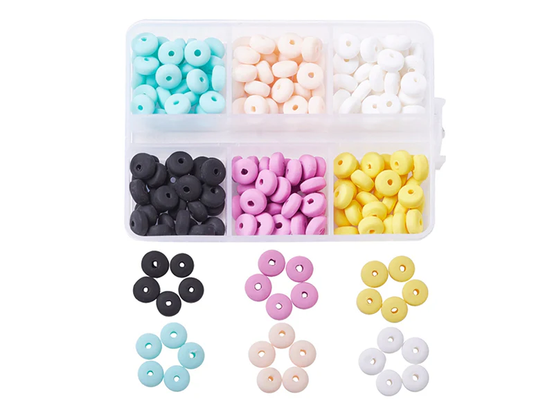 Boite de 6 couleurs de perles heishi épaisses