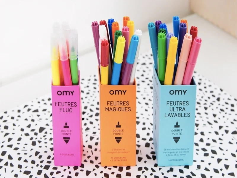 Boite de 9 feutres fluos à double pointes - OMY - Image 3