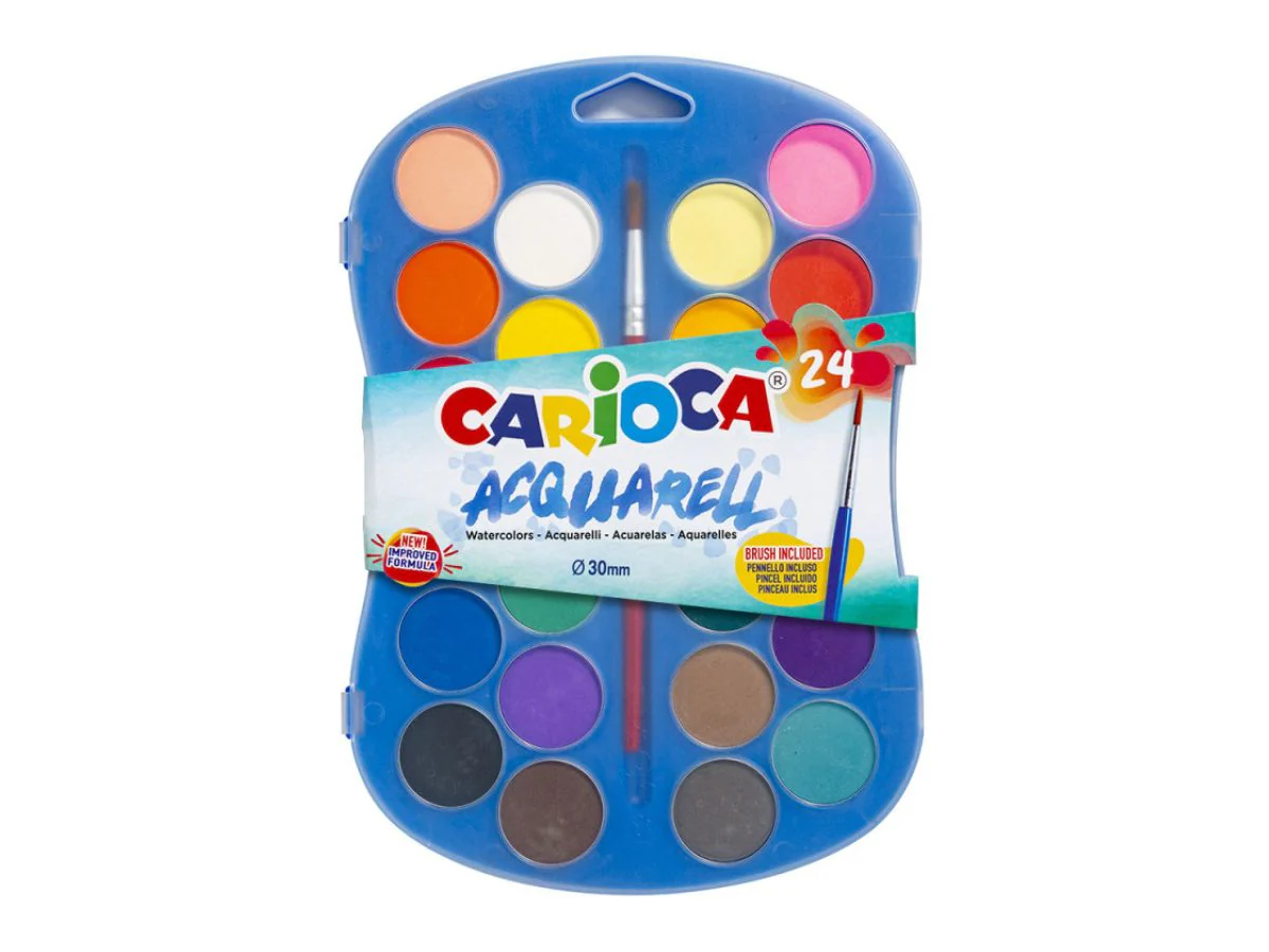Boîte de peinture Watercolors 24 godets avec pinceau Carioca