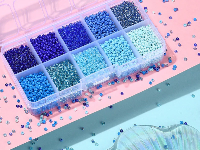 Boite de perles de rocailles - 10 Nuances bleues- 2,5mm - 8500 pcs - Image 2