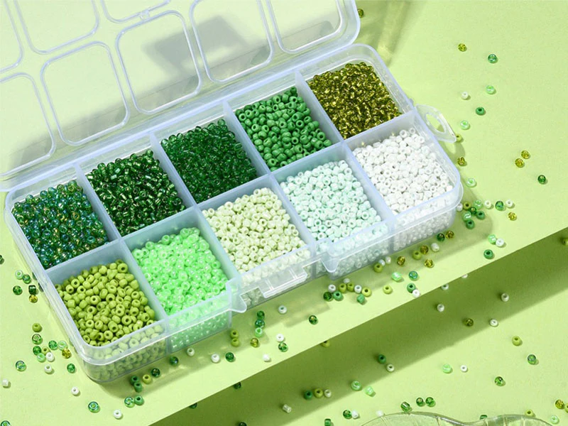 Boite de perles de rocailles - 10 Nuances Vertes- 2,5mm - 8500 pcs - Image 3