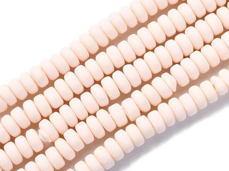 Boite de perles heishi épaisses 6 mm - Beige nude