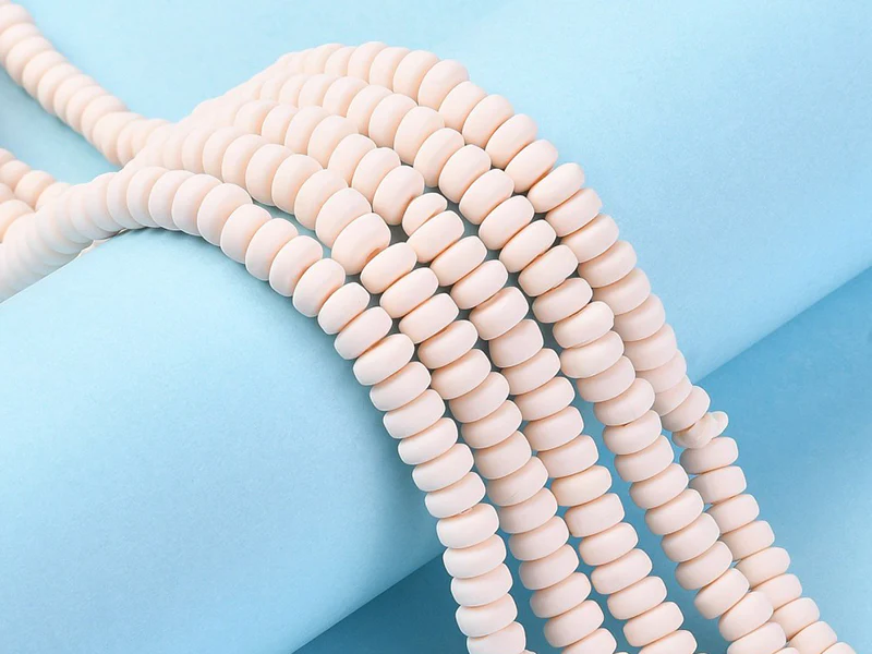 Boite de perles heishi épaisses 6 mm - Beige nude - Image 2