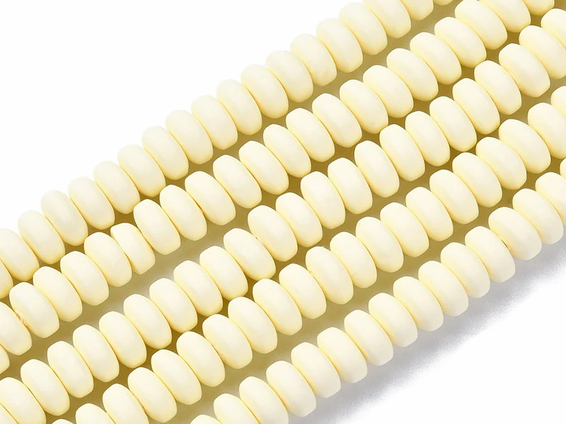 Boite de perles heishi épaisses 6 mm - Jaune paille