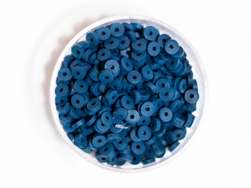 Boite de perles rondelles heishi 3 mm -  bleu acier - Image 2