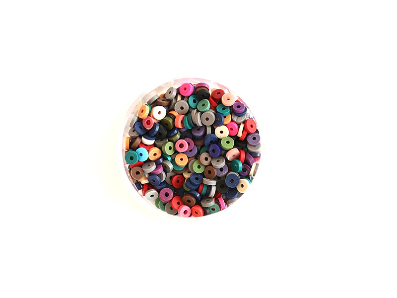 Boite de perles rondelles heishi 3 mm - mix de couleurs naturelles - Image 2