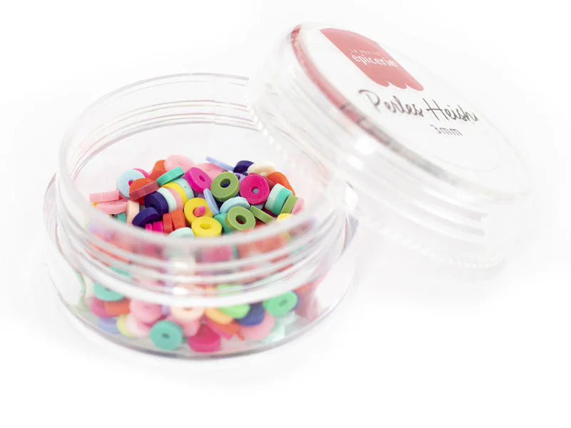Boite de perles rondelles heishi 3 mm - Mix de couleurs pop