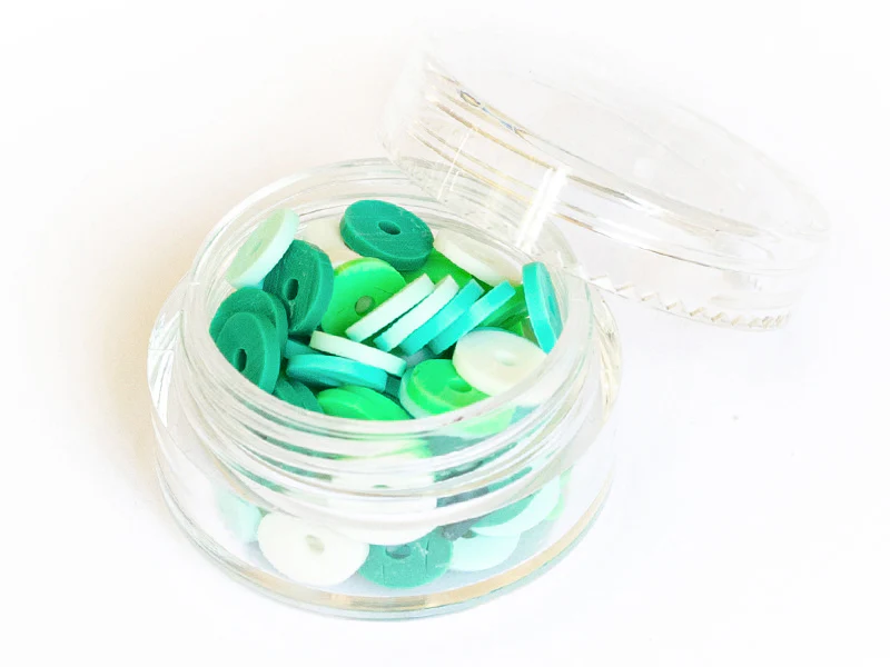 Boite de perles rondelles heishi 6 mm - assortiment vert
