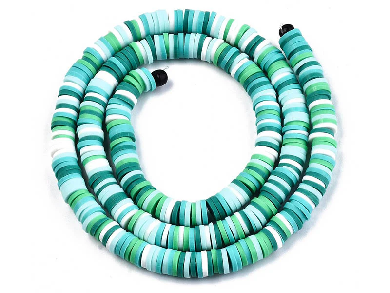 Boite de perles rondelles heishi 6 mm - assortiment vert - Image 2