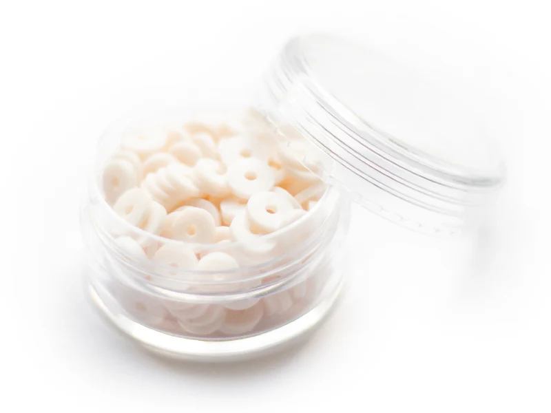 Boite de perles rondelles heishi 6 mm - blanc rosé - Image 4