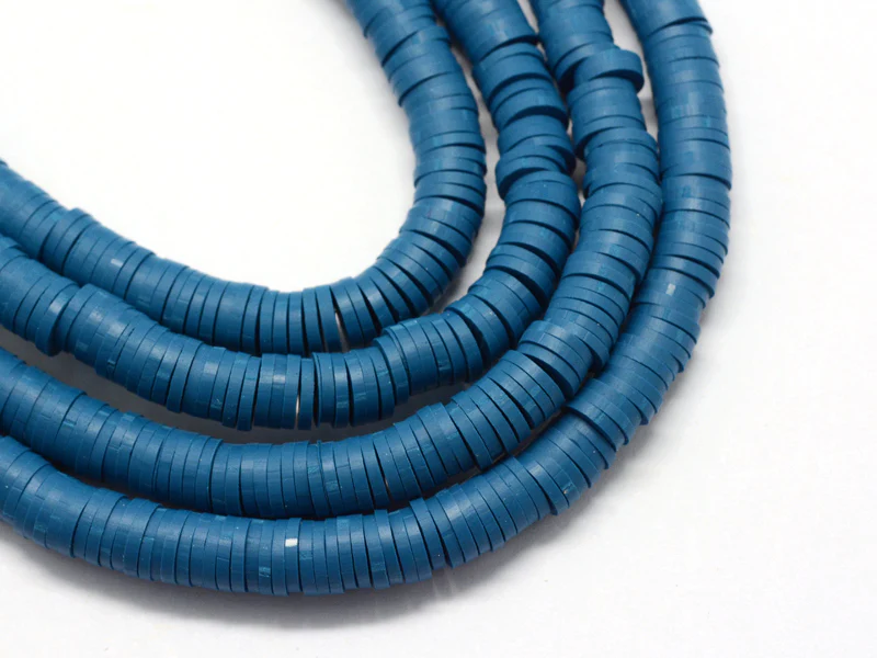 Boite de perles rondelles heishi 6 mm - bleu acier - Image 3