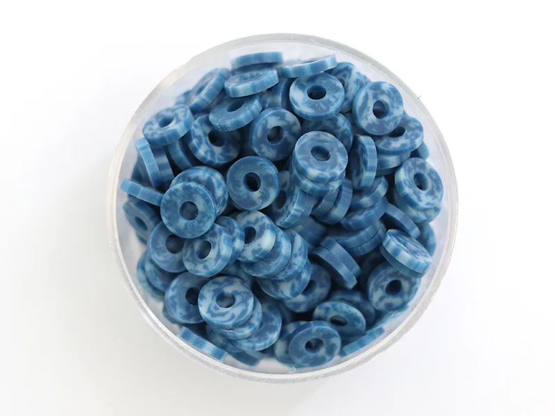 Boite de perles rondelles heishi 6 mm - bleu nature imitation pierre - Image 4