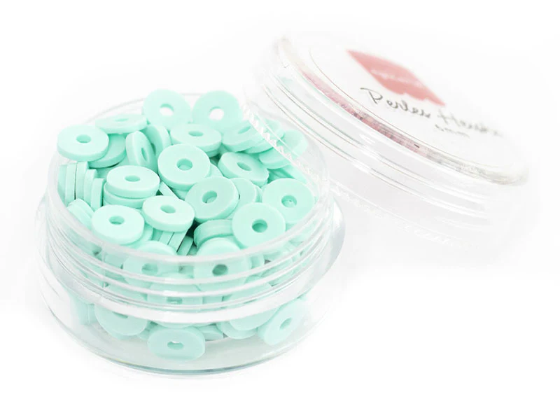 Boite de perles rondelles heishi 6 mm - bleu / vert d'eau