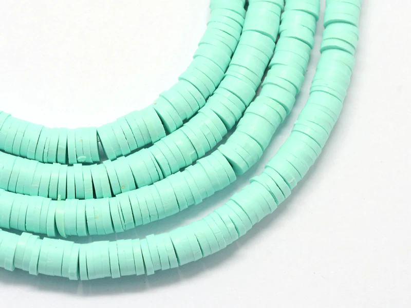 Boite de perles rondelles heishi 6 mm - bleu / vert d'eau - Image 3
