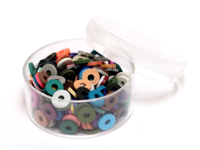 Boite de perles rondelles heishi 6 mm - mix de couleurs naturelles