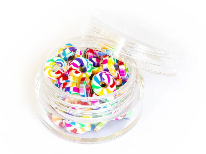 Boite de perles rondelles heishi 6 mm - multicolore arc-en-ciel