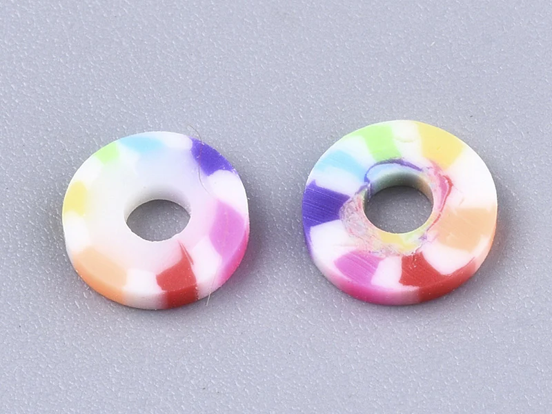 Boite de perles rondelles heishi 6 mm - multicolore arc-en-ciel - Image 2