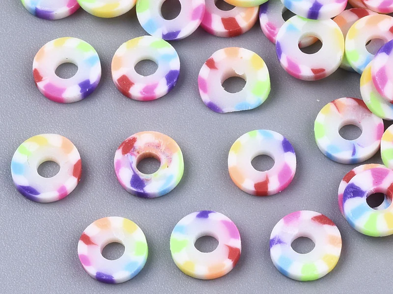 Boite de perles rondelles heishi 6 mm - multicolore arc-en-ciel - Image 3