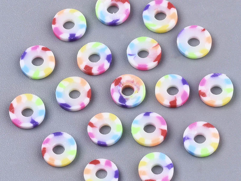 Boite de perles rondelles heishi 6 mm - multicolore arc-en-ciel - Image 4