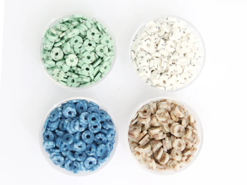 Boite de perles rondelles heishi 6 mm - Naturel blanc - Image 3