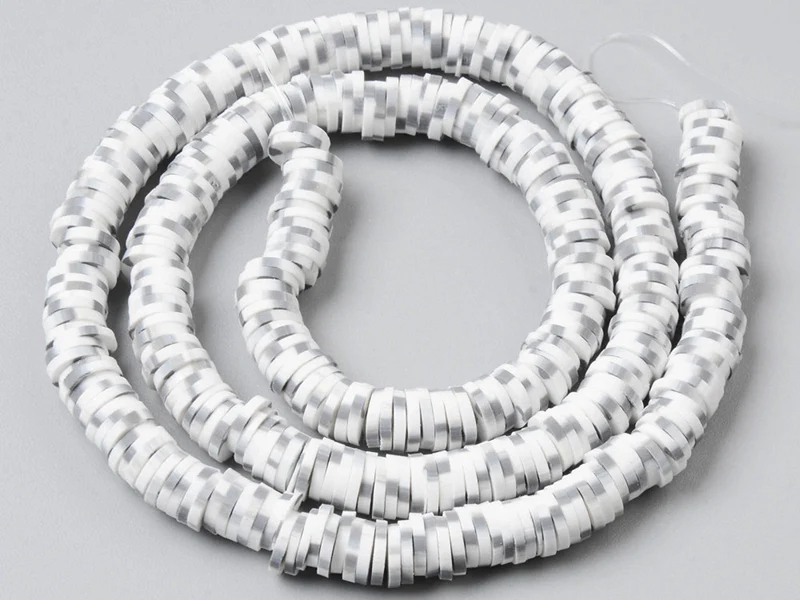 Boite de perles rondelles heishi 6 mm - Naturel blanc - Image 6