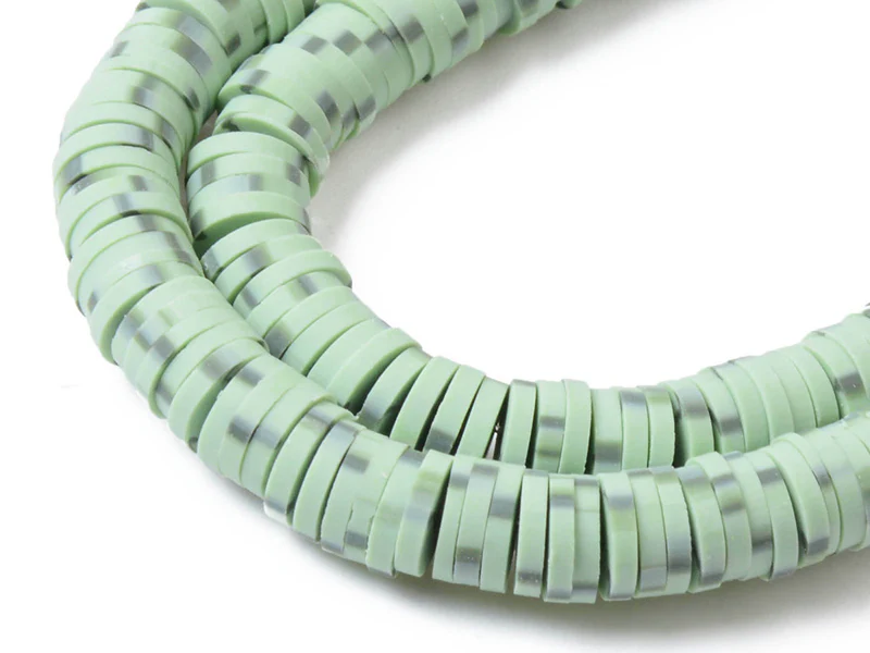 Boite de perles rondelles heishi 6 mm - Naturel vert - Image 3