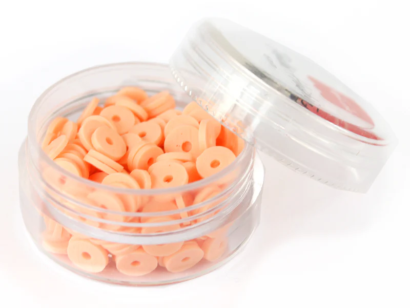Boite de perles rondelles heishi 6 mm - orange pâle abricot
