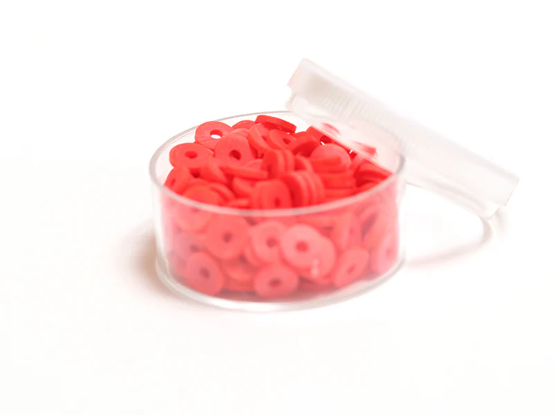 Boite de perles rondelles heishi 6 mm - rouge