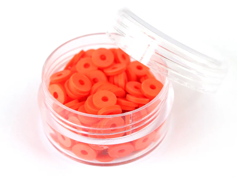 Boite de perles rondelles heishi 6 mm - rouge tomate - rouge orangé