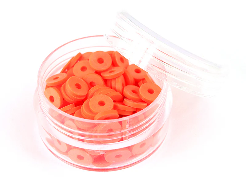 Boite de perles rondelles heishi 6 mm - rouge tomate - rouge orangé - Image 2