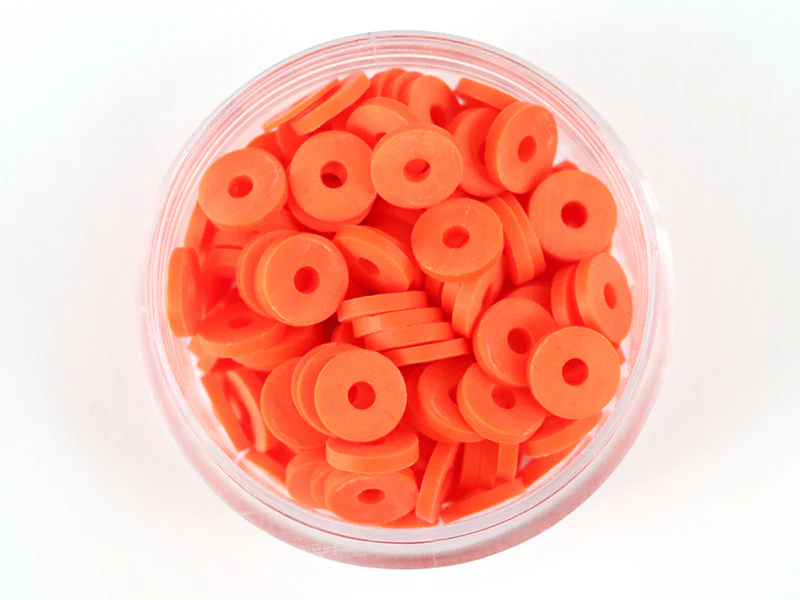 Boite de perles rondelles heishi 6 mm - rouge tomate - rouge orangé - Image 4