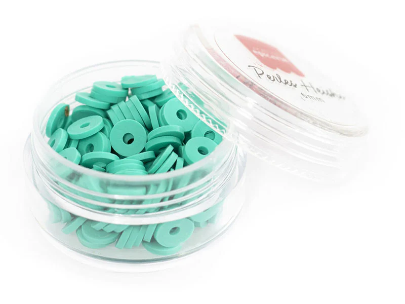 Boite de perles rondelles heishi 6 mm - Turquoise