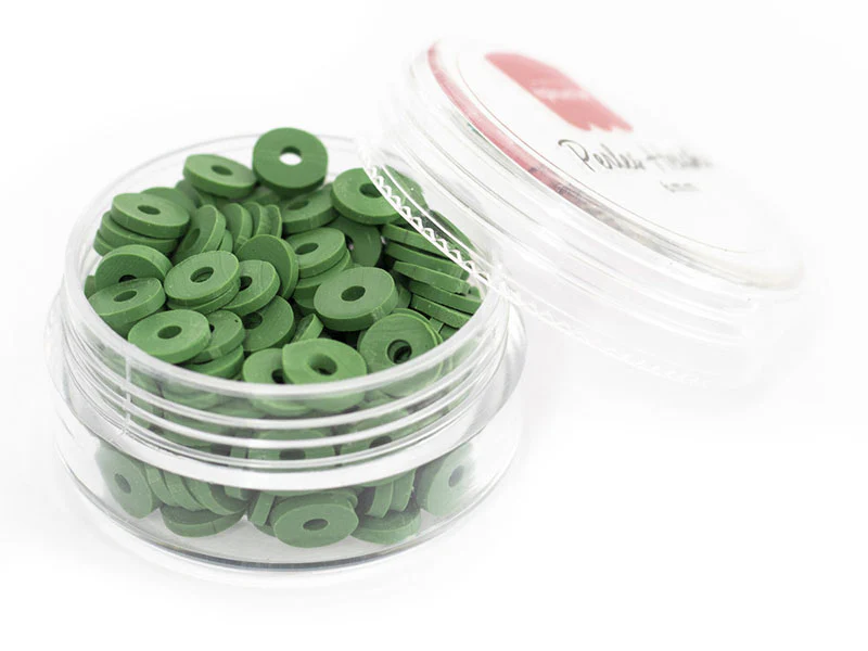 Boite de perles rondelles heishi 6 mm - Vert végétal