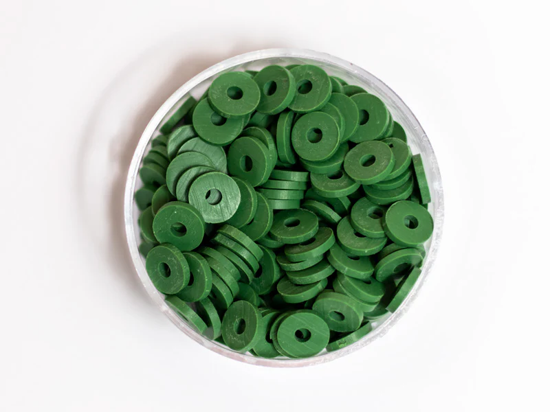 Boite de perles rondelles heishi 6 mm - Vert végétal - Image 2