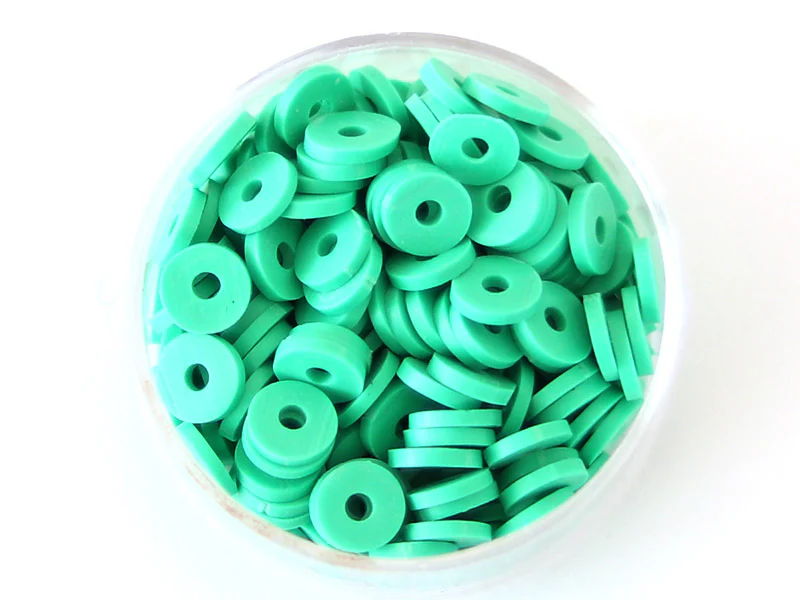 Boite de perles rondelles heishi 6 mm - vert plante - Image 2