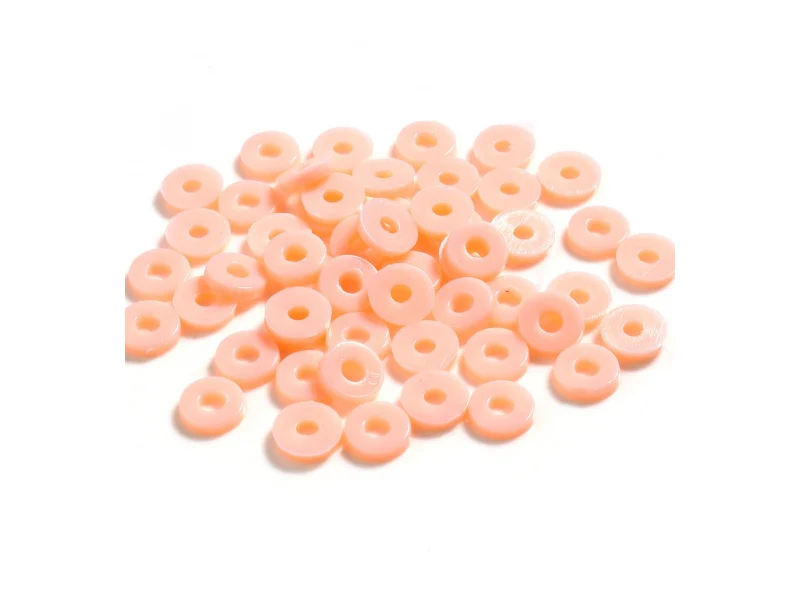 Boite de perles rondelles heishi en plastique 6 mm - Rose saumon
