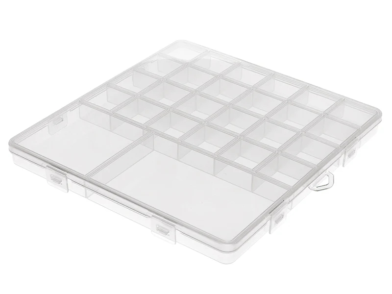 Boite de rangement pour perles - 26 compartiments - 19 x 20 cm