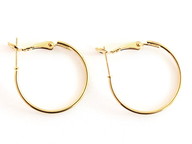Paire boucles d'oreilles créoles 24 mm -  plaquées or fin 24K - Image 4