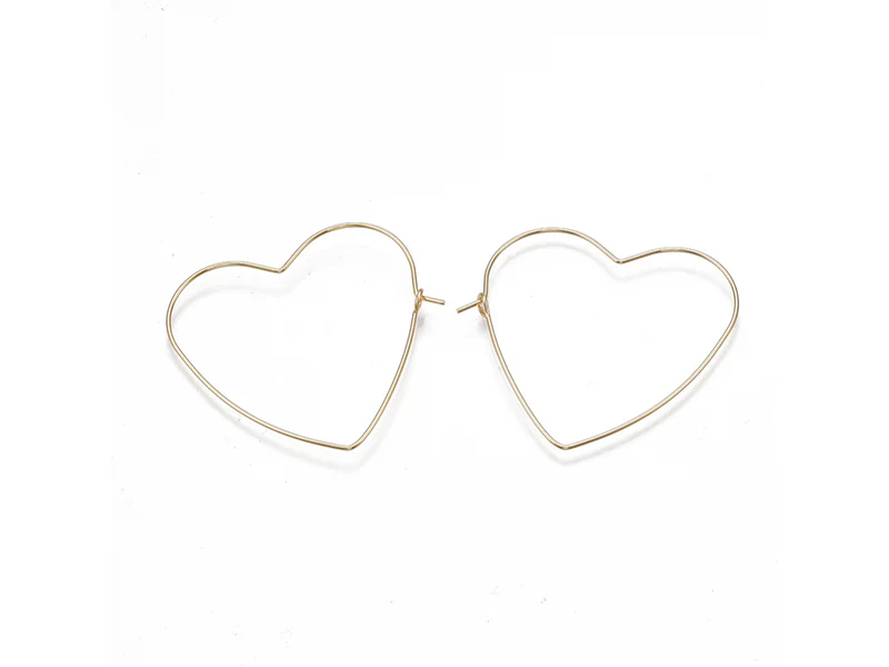 Boucles d'oreilles créoles en forme de coeur - Doré à l'or fin 18k